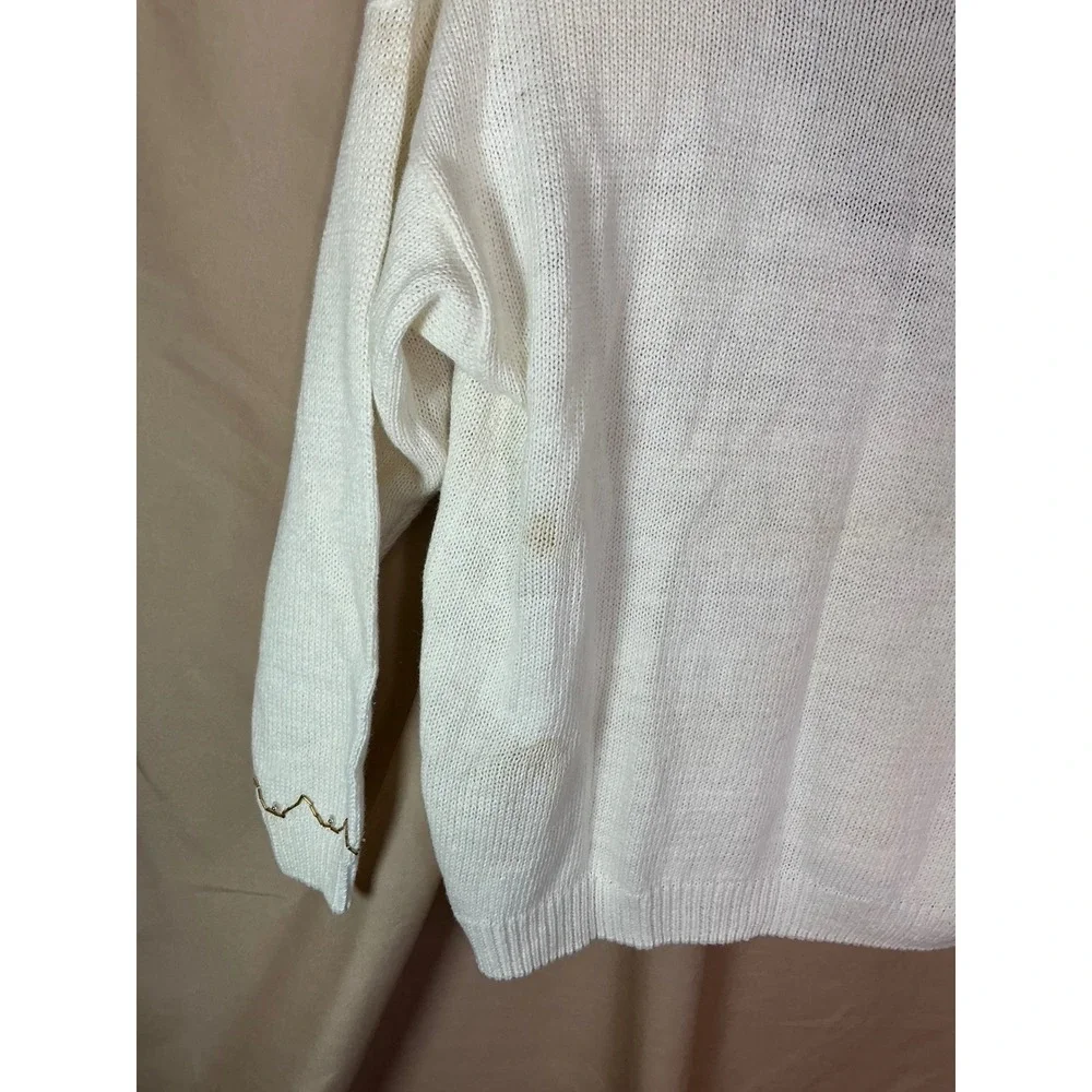 Exclusive Imports Cardigan Womens Medium Cream NWT Beaded Sequin Vintage V-Neck